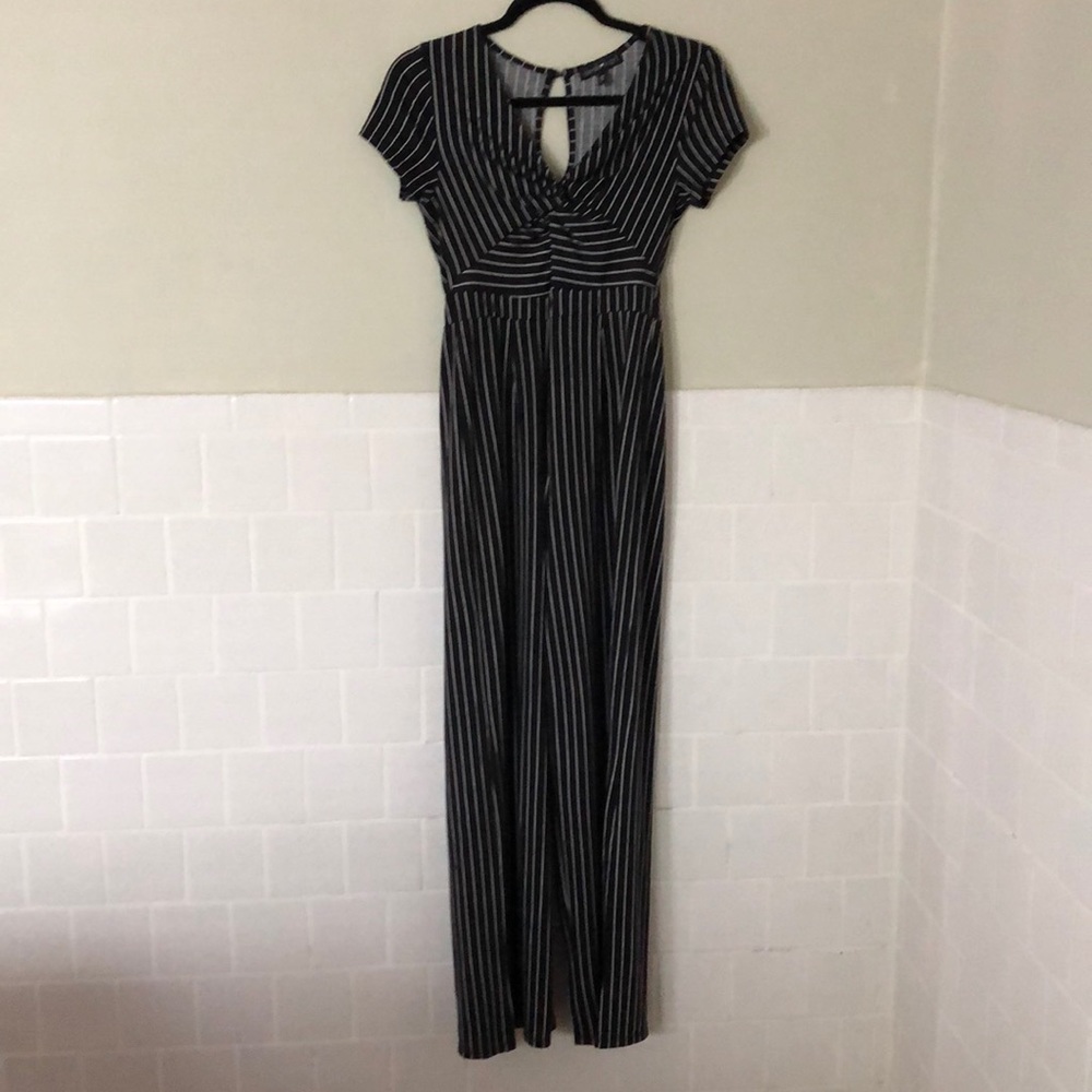 Black and White Short Sleeve Jump Suit